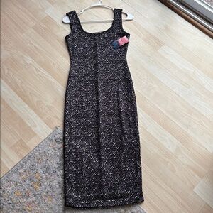 Chic Black and White Speckled Midi Dress